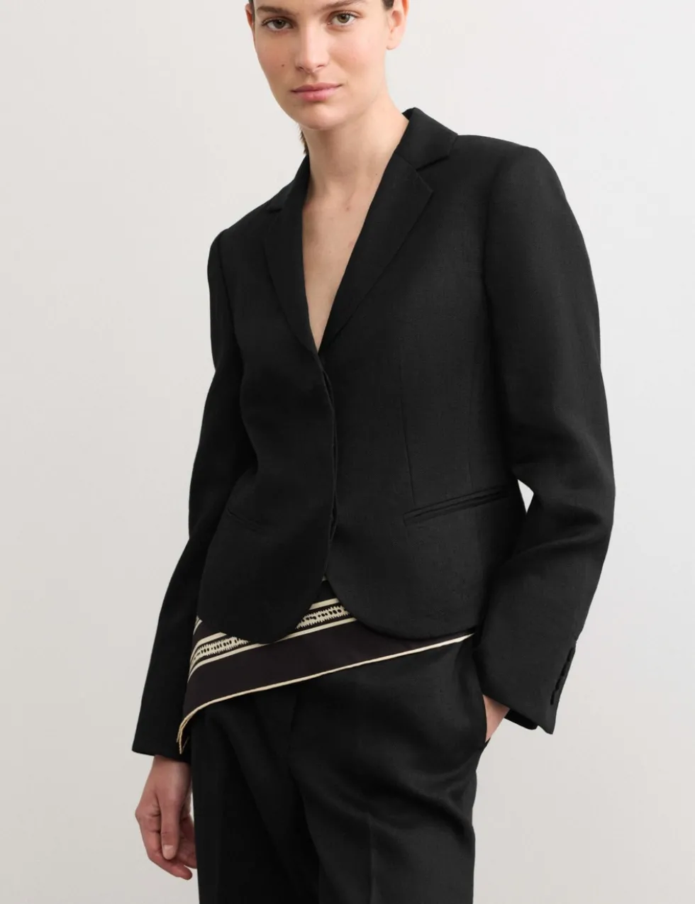Pure Linen Short Tailored Jacket
