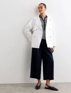 Pure Linen Short Trench Style Coat