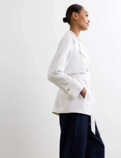 Pure Linen Short Trench Style Coat