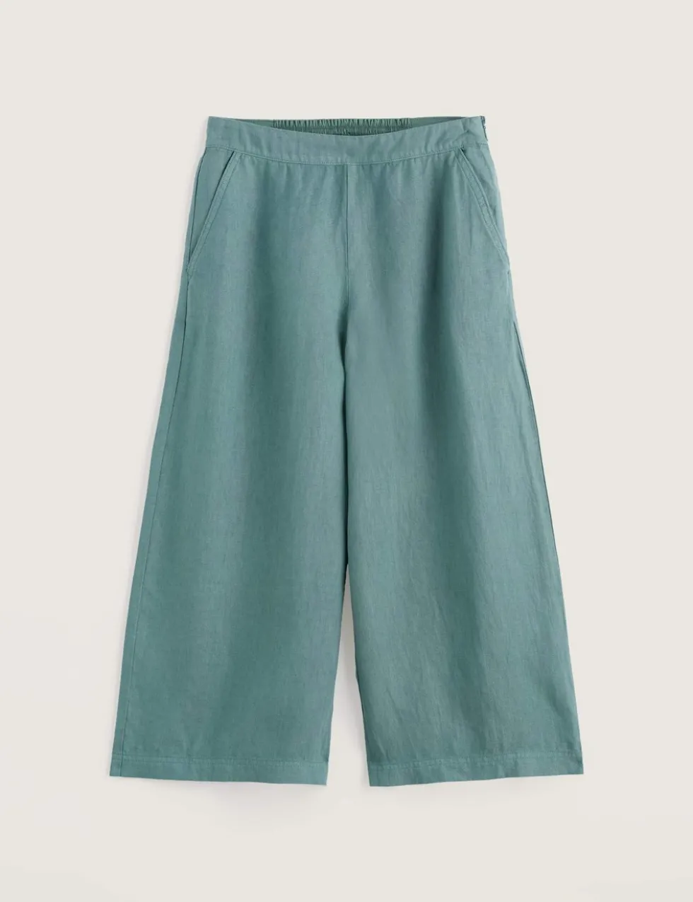 Pure Linen Side Zip Wide Leg Culottes