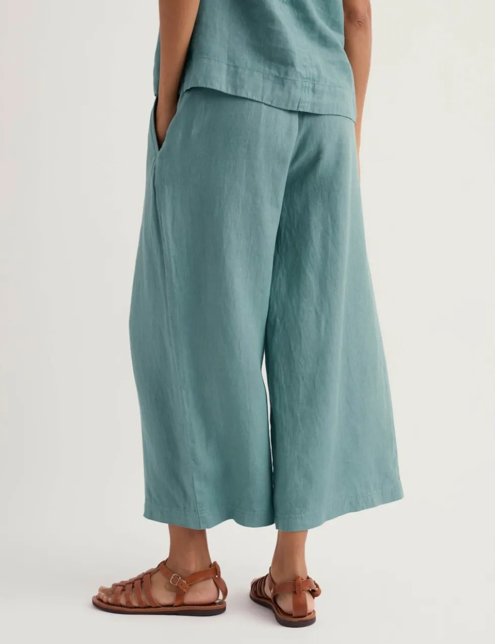 Pure Linen Side Zip Wide Leg Culottes