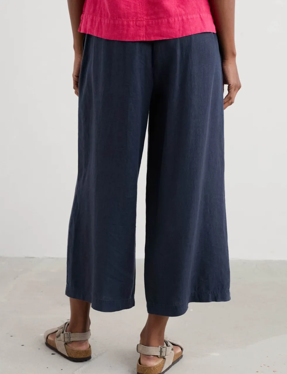 Pure Linen Side Zip Wide Leg Culottes