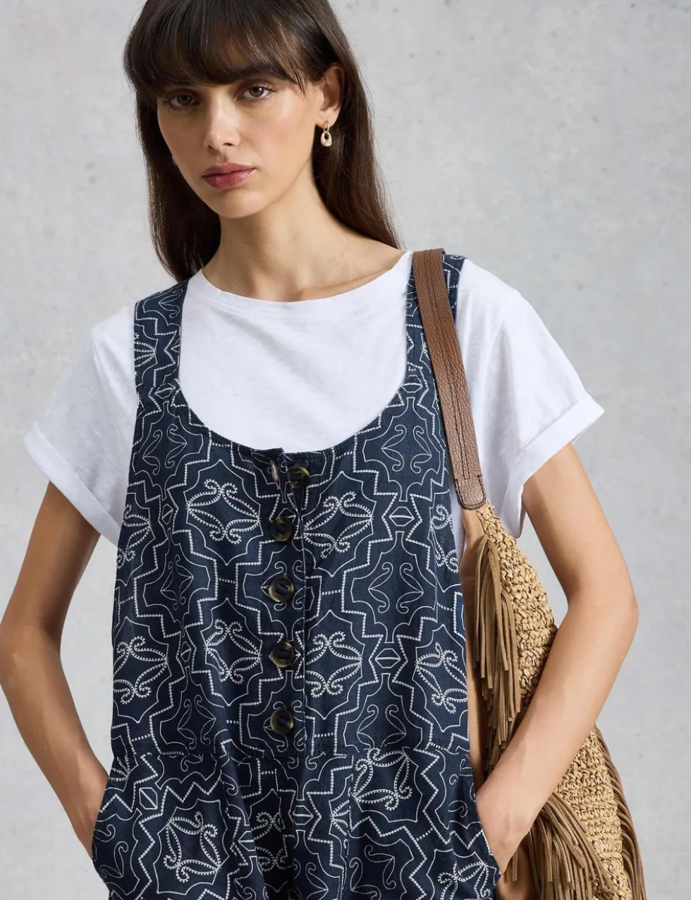 Pure Linen Sleeveless Ankle Grazer Dungarees