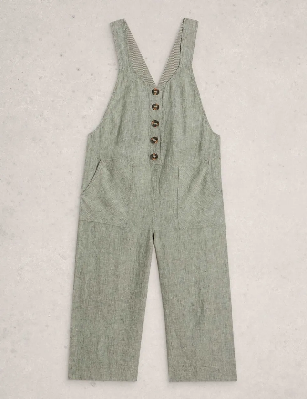 Pure Linen Sleeveless Ankle Grazer Dungarees