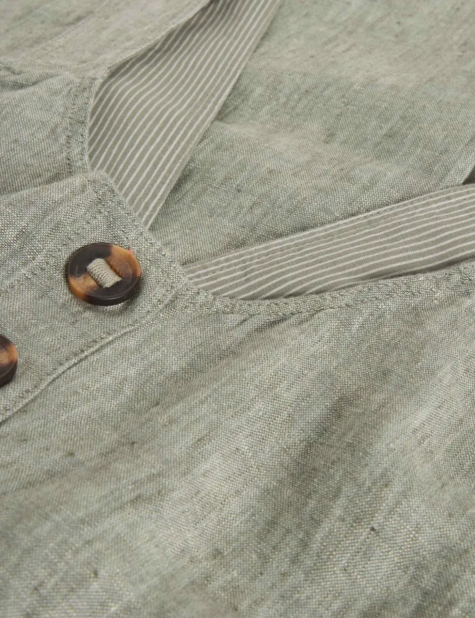 Pure Linen Sleeveless Ankle Grazer Dungarees