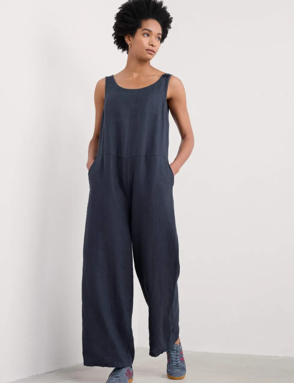 Pure Linen Sleeveless Jumpsuit