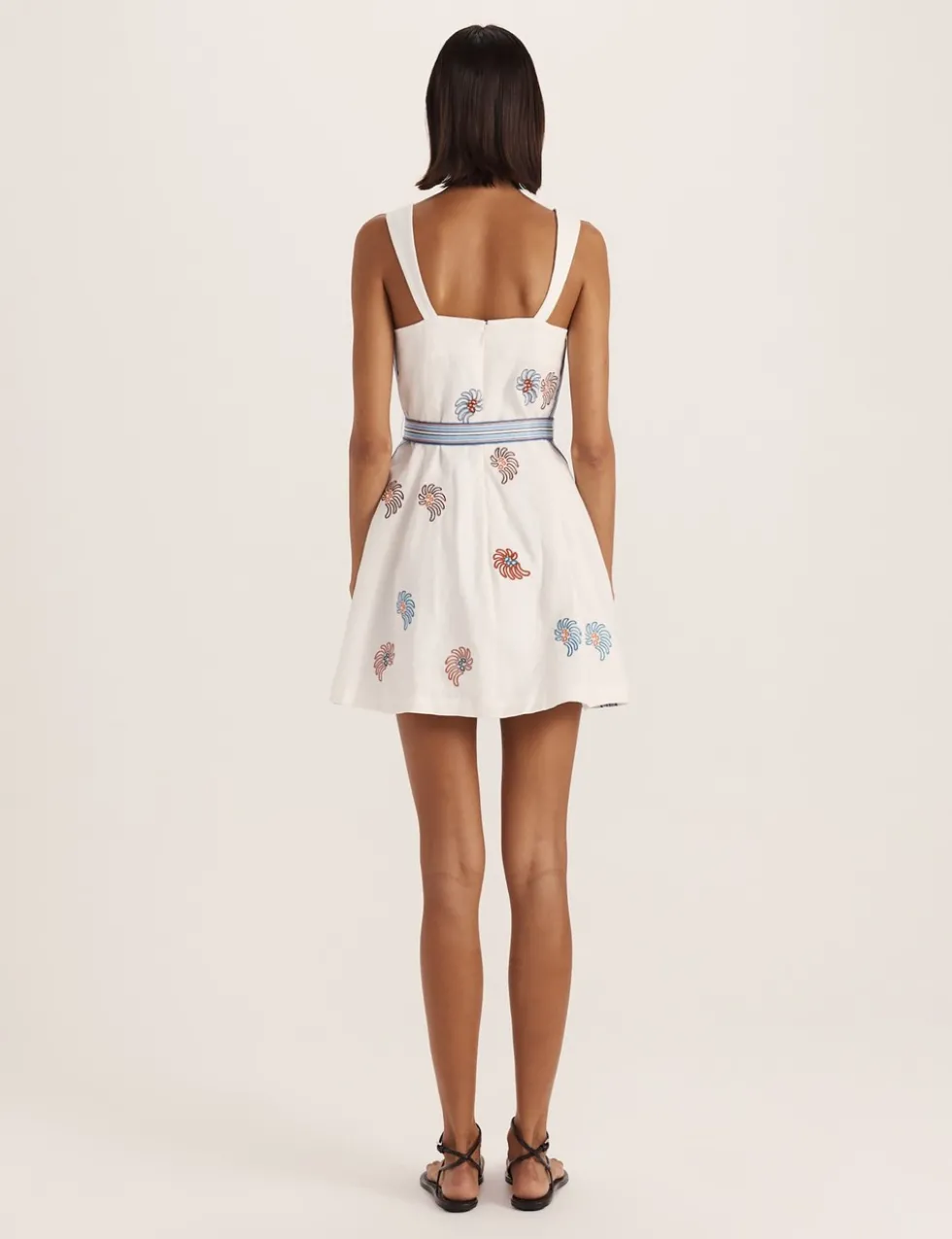 Pure Linen Square Neck Mini Smock Dress