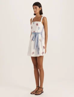 Pure Linen Square Neck Mini Smock Dress