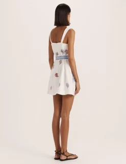 Pure Linen Square Neck Mini Smock Dress