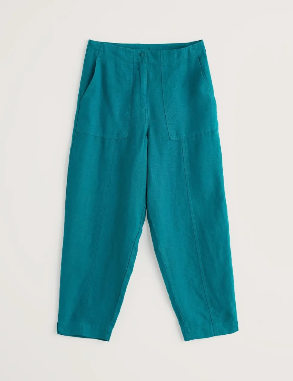 Pure Linen Straight Leg Cropped Trousers