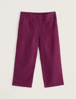 Pure Linen Straight Leg Cropped Trousers