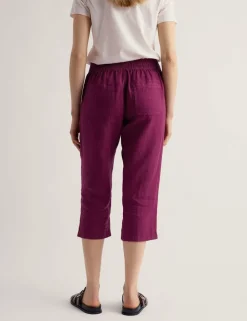 Pure Linen Straight Leg Cropped Trousers