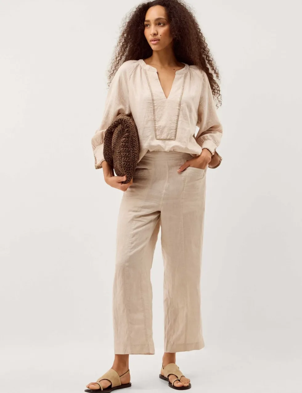 Pure Linen Straight Leg Trousers