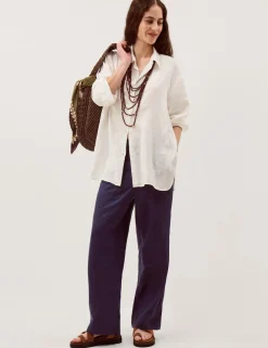 Pure Linen Straight Leg Trousers