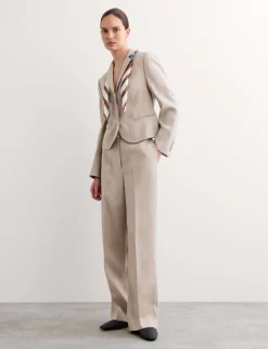 Pure Linen Straight Leg Trousers