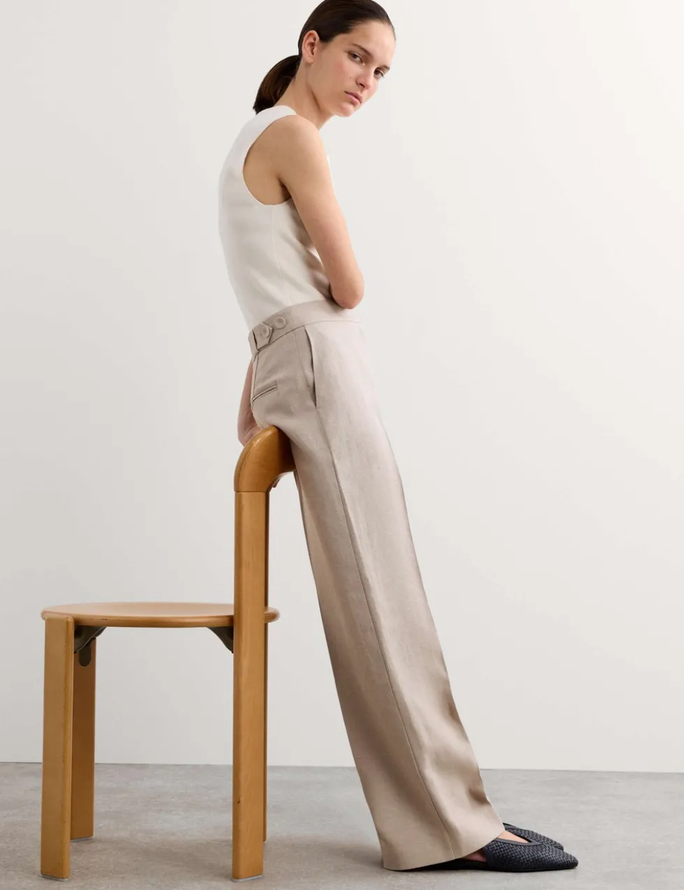 Pure Linen Straight Leg Trousers