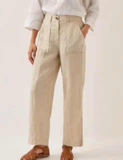 Pure Linen Straight Wide Leg Trousers