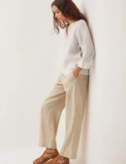 Pure Linen Straight Wide Leg Trousers