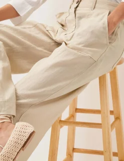 Pure Linen Straight Wide Leg Trousers