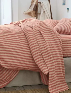Pure Linen Striped Flat Sheet