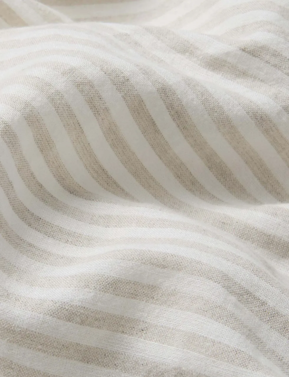 Pure Linen Striped Flat Sheet