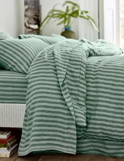 Pure Linen Striped Flat Sheet