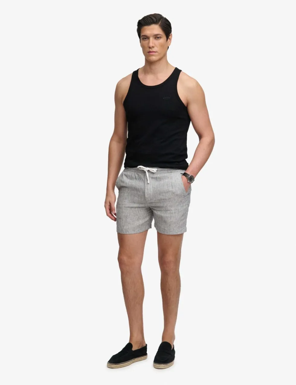 Pure Linen Striped Lightweight Shorts