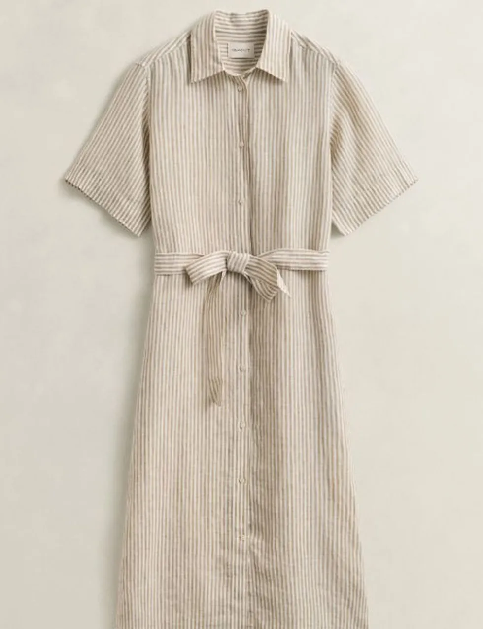 Pure Linen Striped Midi Shirt Dress