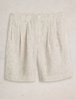Pure Linen Striped Shorts