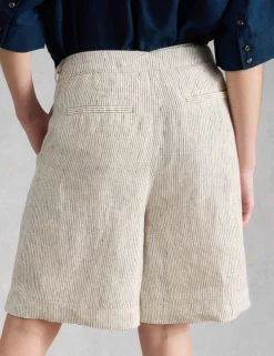 Pure Linen Striped Shorts