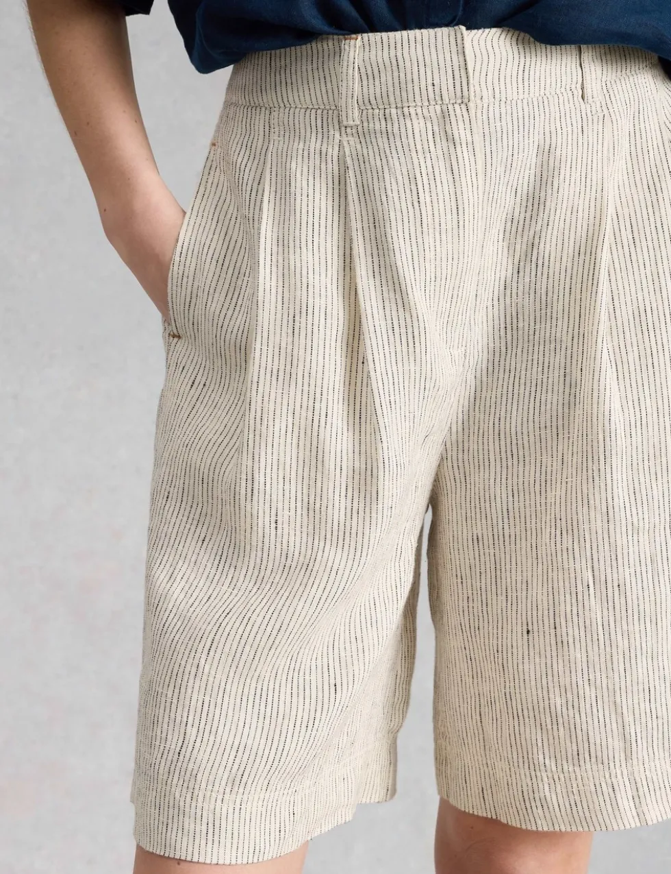 Pure Linen Striped Shorts
