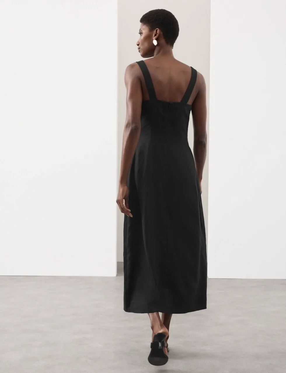 Pure Linen Structured Waisted Dress