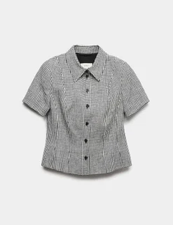 Pure Linen Tailored Checked Collared Jacket