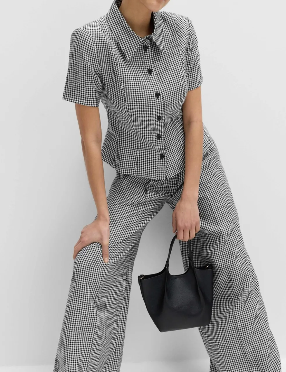 Pure Linen Tailored Checked Collared Jacket