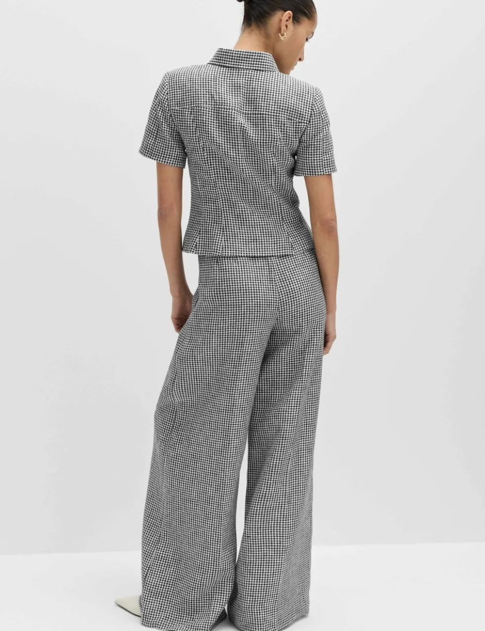 Pure Linen Tailored Checked Collared Jacket