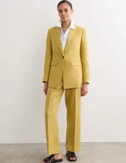 Pure Linen Tailored Straight Leg Trousers