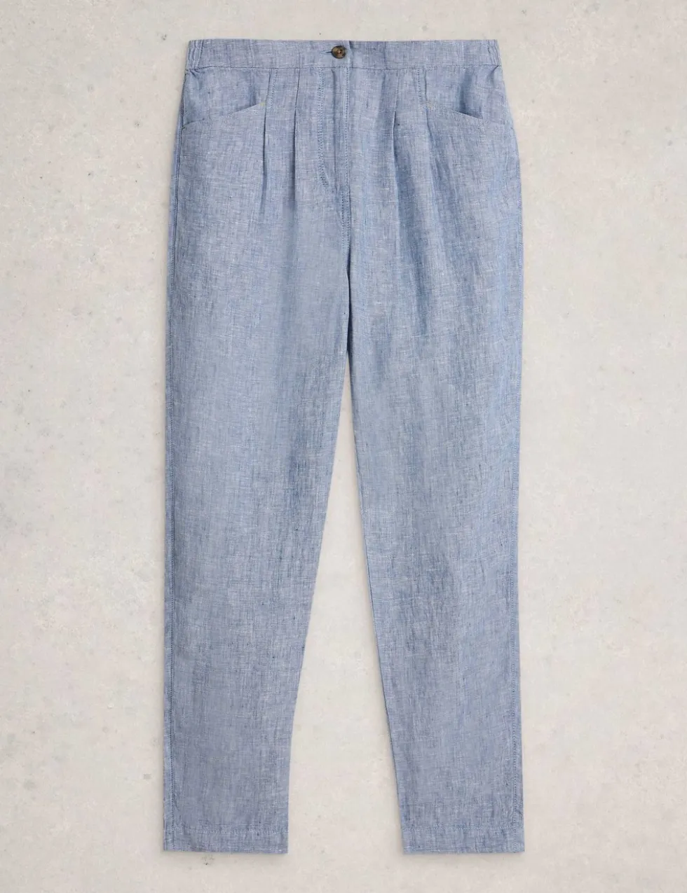 Pure Linen Tapered Ankle Grazer Trousers