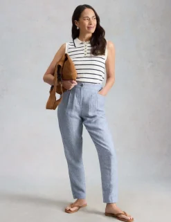 Pure Linen Tapered Ankle Grazer Trousers