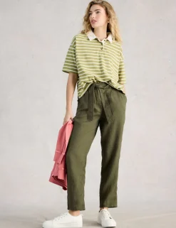 Pure Linen Tapered Ankle Grazer Trousers