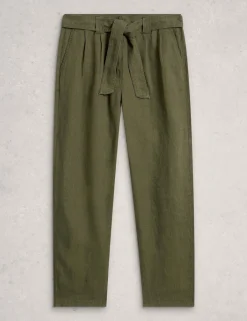 Pure Linen Tapered Ankle Grazer Trousers
