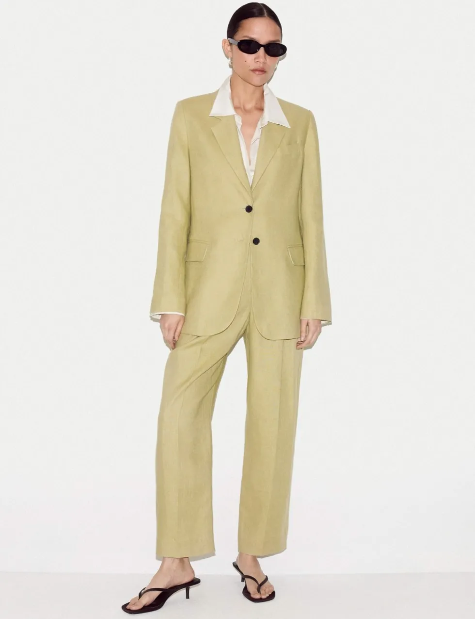 Pure Linen Tapered Ankle Grazer Trousers