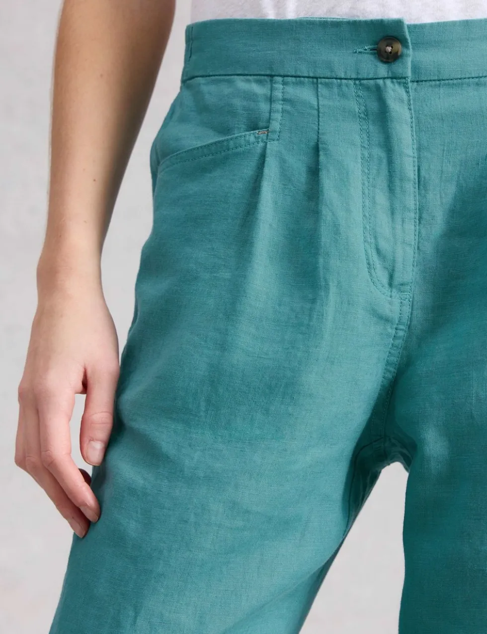 Pure Linen Tapered Ankle Grazer Trousers