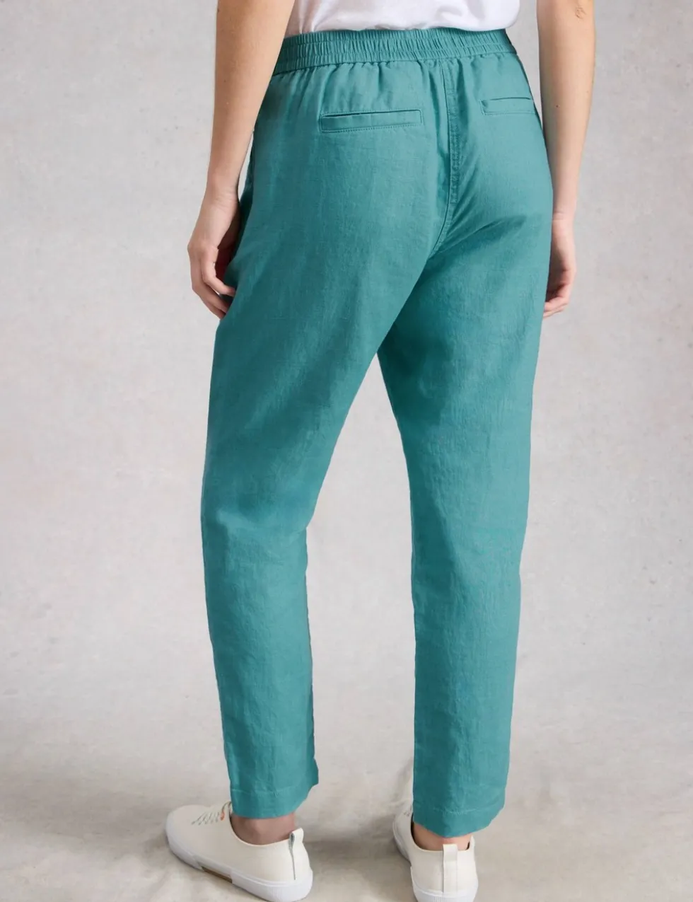 Pure Linen Tapered Ankle Grazer Trousers