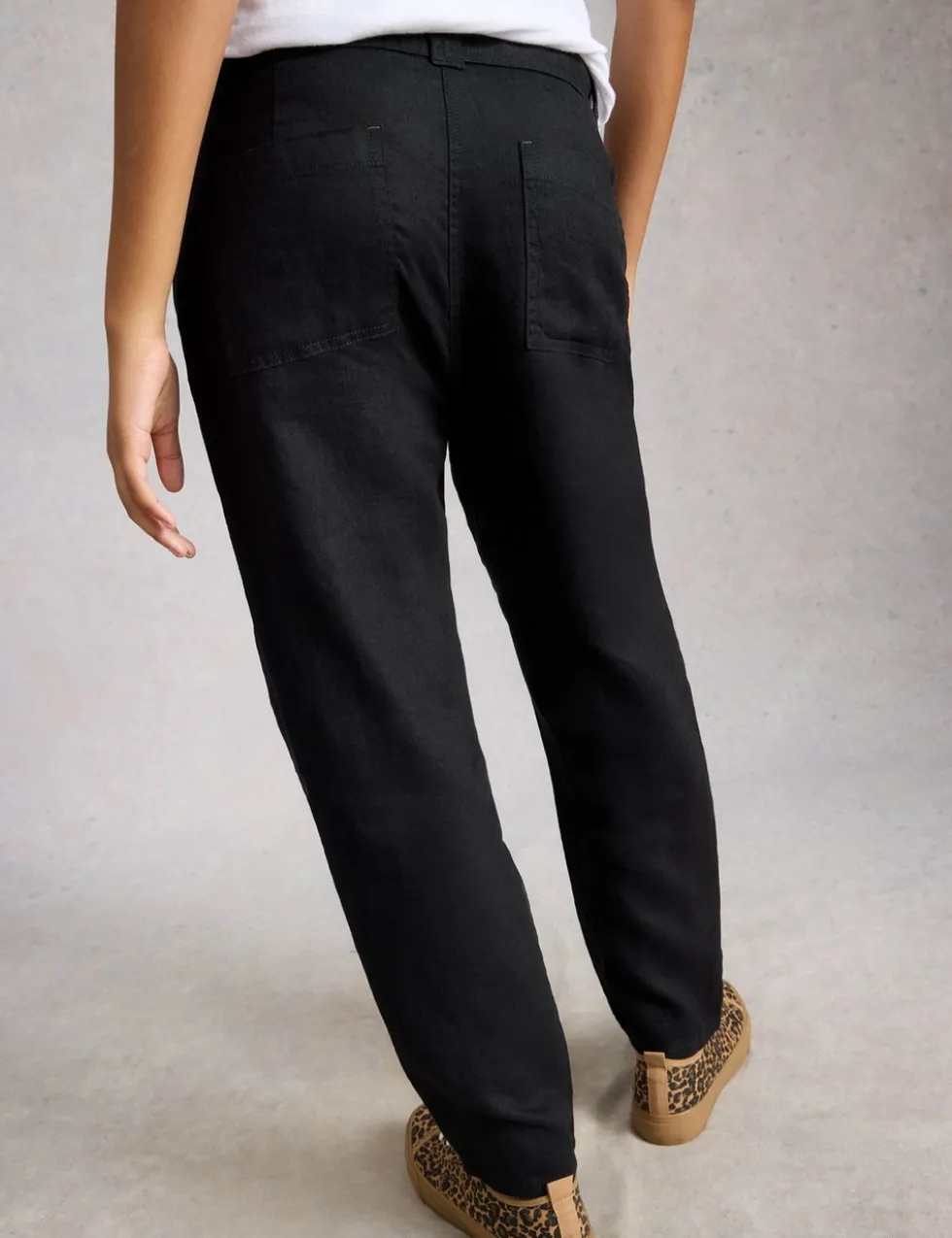 Pure Linen Tapered Ankle Grazer Trousers
