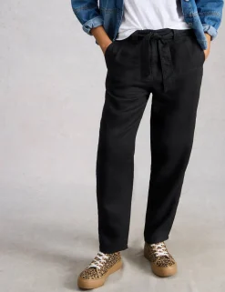 Pure Linen Tapered Ankle Grazer Trousers