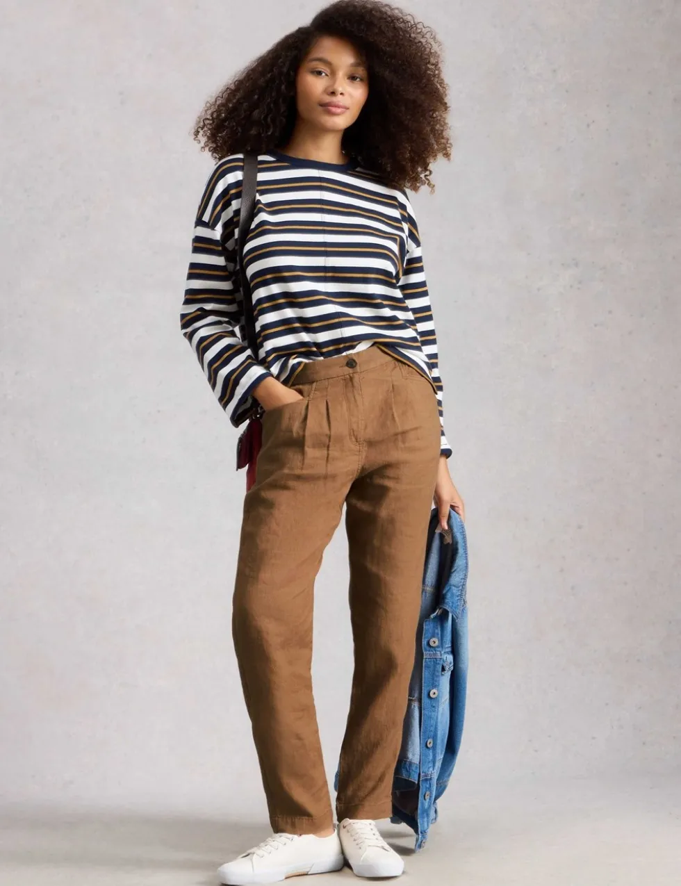 Pure Linen Tapered Ankle Grazer Trousers