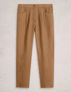 Pure Linen Tapered Ankle Grazer Trousers