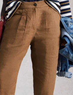 Pure Linen Tapered Ankle Grazer Trousers