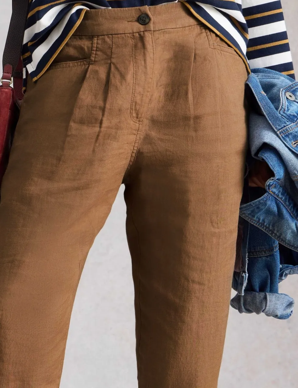Pure Linen Tapered Ankle Grazer Trousers