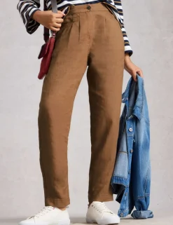 Pure Linen Tapered Ankle Grazer Trousers